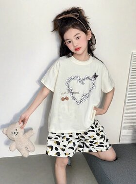 初中生空调服夏天新品居家短袖女童睡衣套装网红套头小女孩家居服