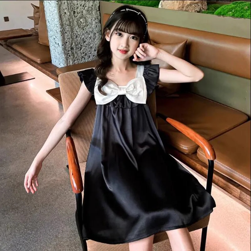 儿童睡裙夏季新款冰丝吊带女童睡裙宽松中大童空调服儿童夏天睡衣