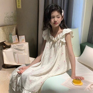 夏季睡裙网红小女生新款薄款吊带女童睡裙冰丝中大童空调服连衣裙