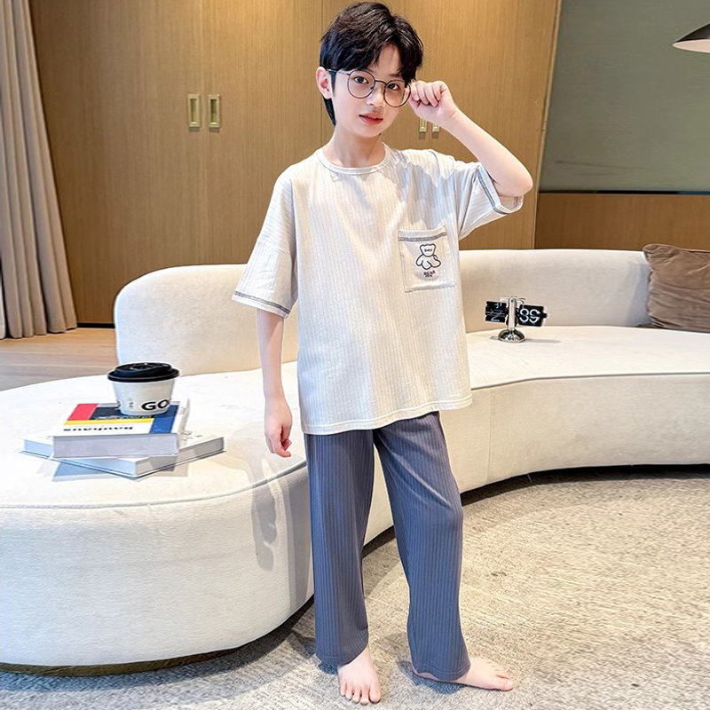 男童家居服夏季新款冰丝短袖儿童睡衣套装宽松圆领夏天大童空调服,童装/婴儿装/亲子装,家居服套装,淘宝优惠券,粉丝福利购,淘宝优惠卷