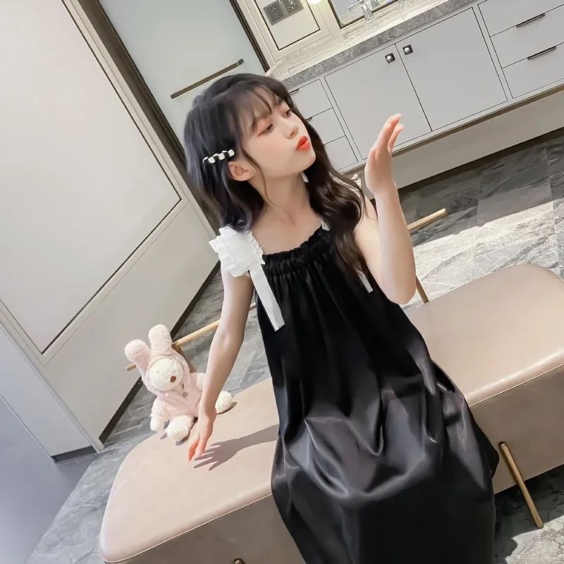 吊带女童睡裙夏季新款冰丝儿童睡裙中大童空调服外穿儿童睡衣裙子