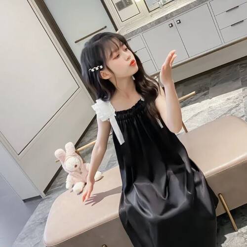 吊带女童睡裙夏季新款冰丝儿童睡裙中大童空调服外穿儿童睡衣裙子