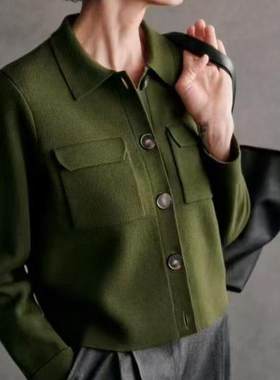 法单醇元尾货纯羊毛简约开衫外套
