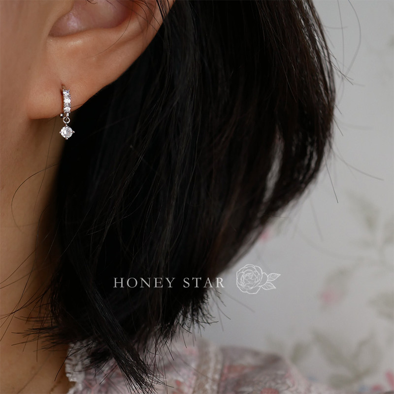 HONEY.雨滴耳扣通体S925银