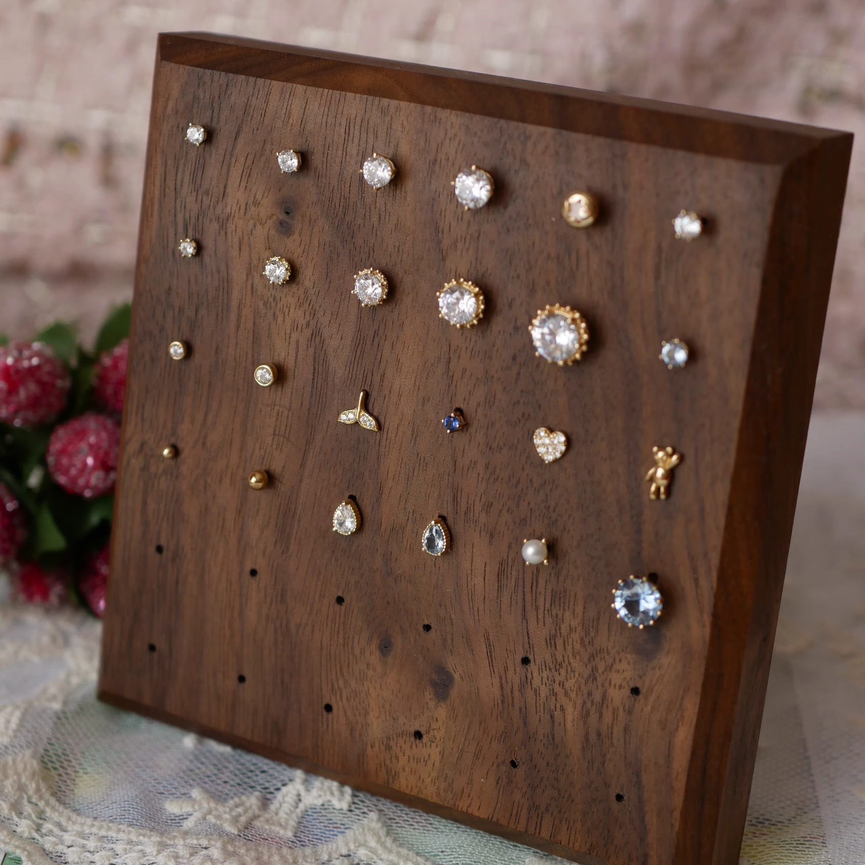 HONEY.【拧螺丝单只合集】10k金耳钉纯金mini单钻叠戴免摘耳骨钉