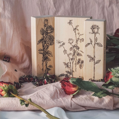 原创手帐印章in1制物复古玫瑰