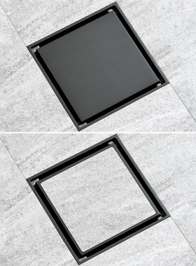 枪灰色隐藏式可放瓷砖防臭式酒店民宿淋浴房浴室简约大气纯铜地漏