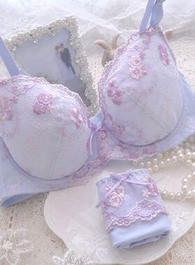 日单迷人紫罗兰薄杯大码胖MM文胸套装85E90C90E95B95C95D100B100C