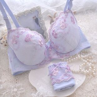 日单迷人紫罗兰薄杯大码胖MM文胸套装85E90C90E95B95C95D100B100C