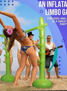 充气便携式绿色充气跳高杆游戏节日派对室内外装饰互动充气撑杆