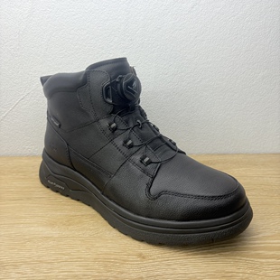 Hush Puppies暇步士男鞋牛皮高帮休闲鞋飞狗旋钮气垫舒适冬季