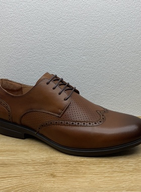 Hush Puppies暇步士男鞋头层牛皮雕花正装皮鞋超轻休闲春秋A2L07