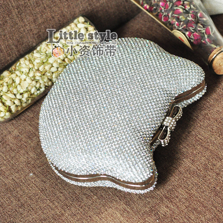 新品 创意猫头带钻手拿包小斜跨单肩包 迷你款宴会包B