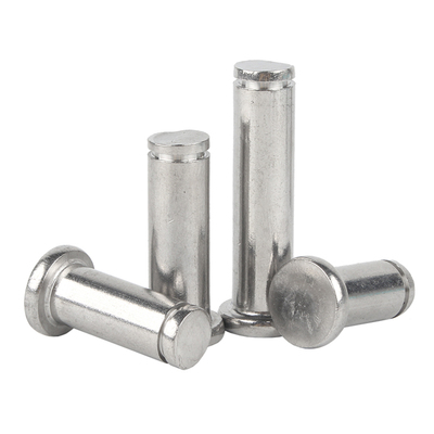 304不锈钢销钉平头带槽销轴卡簧实心圆柱销带孔定位销子配套挡圈