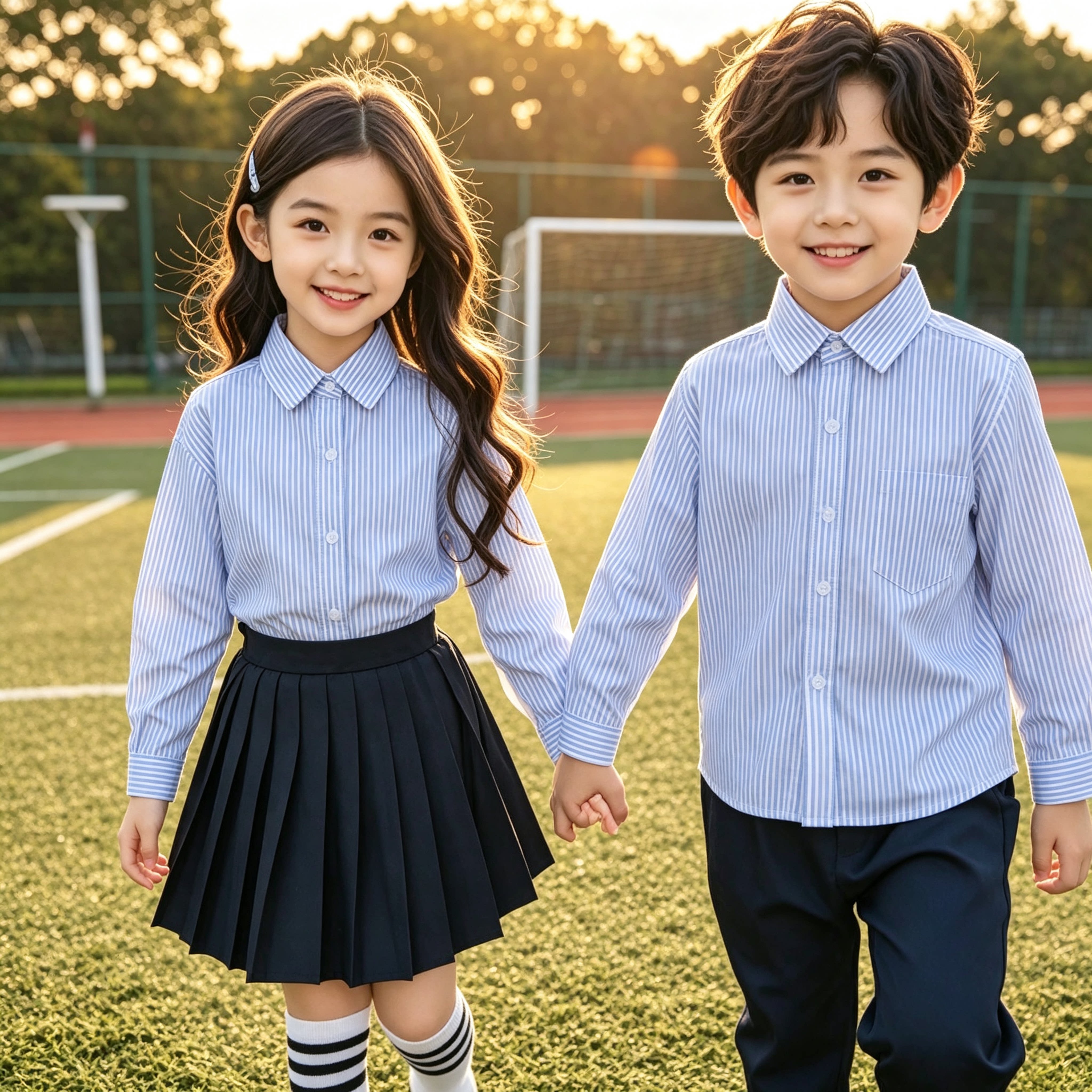 儿童长袖童装条纹格子白衬衫秋冬