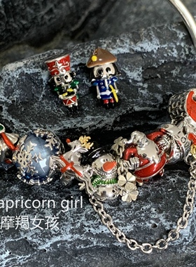 925银珐琅彩圣诞系列雪花diy配饰