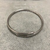 925银 DIY串珠基础手链 简约银镯子 空心手镯 开口手环