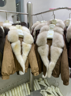 麂皮绒皮草古早风鹅羽绒内胆派克服皮草外套狐狸毛领短款 2025新