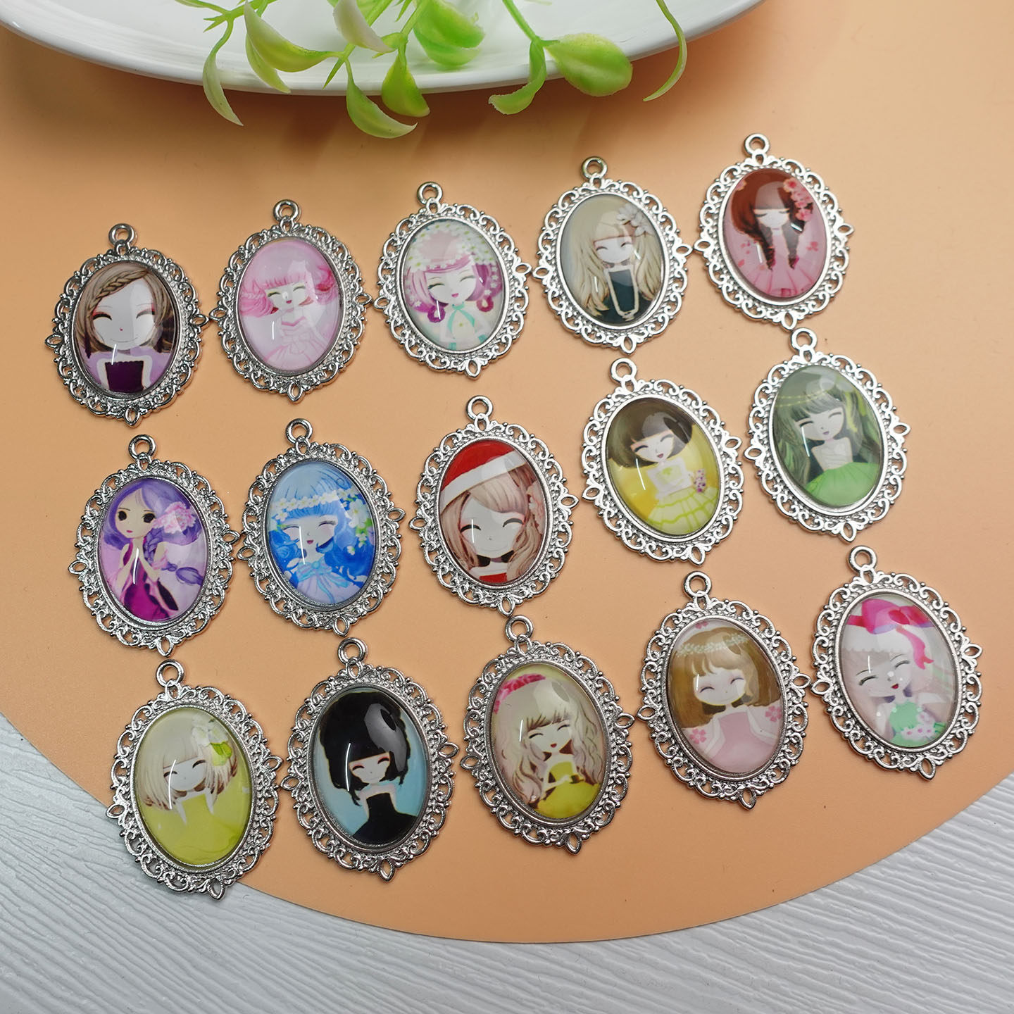 (5个价) 花花姑娘可爱女孩少女diy手工挂坠挂件饰品制作材料配件