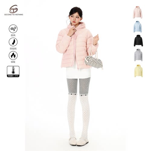 冬季短款连帽轻薄排骨羽绒服女