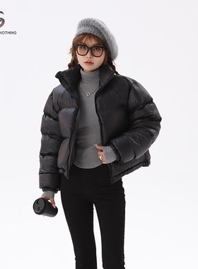 STN黑色短款羽绒服女冬季2025新款白鸭绒小个子肯豆面包服外套女