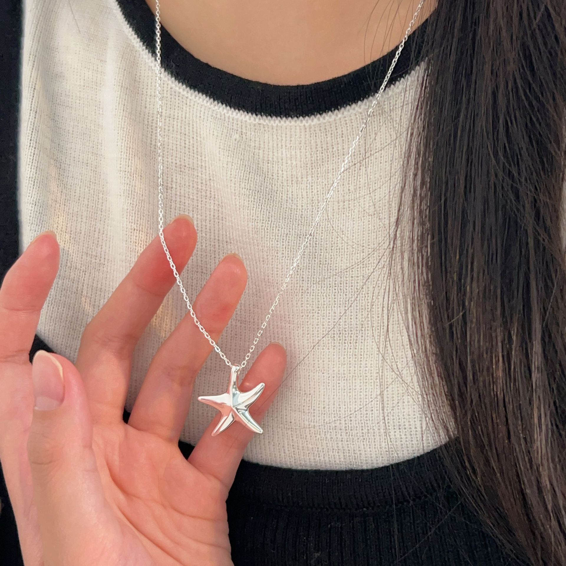 S925纯银海星项链女轻奢简约