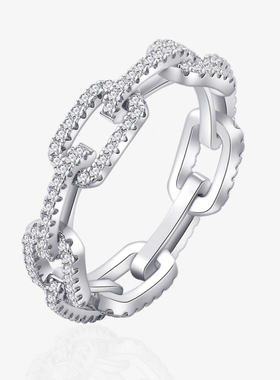 S925纯银戒指猪鼻子链环小众设计高级感女冷淡风简约食指闭口指环