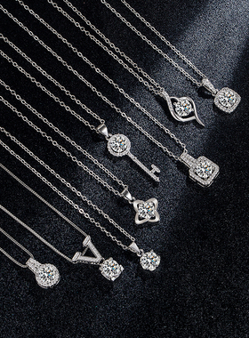 925纯银方形吊坠克拉四叶草项链