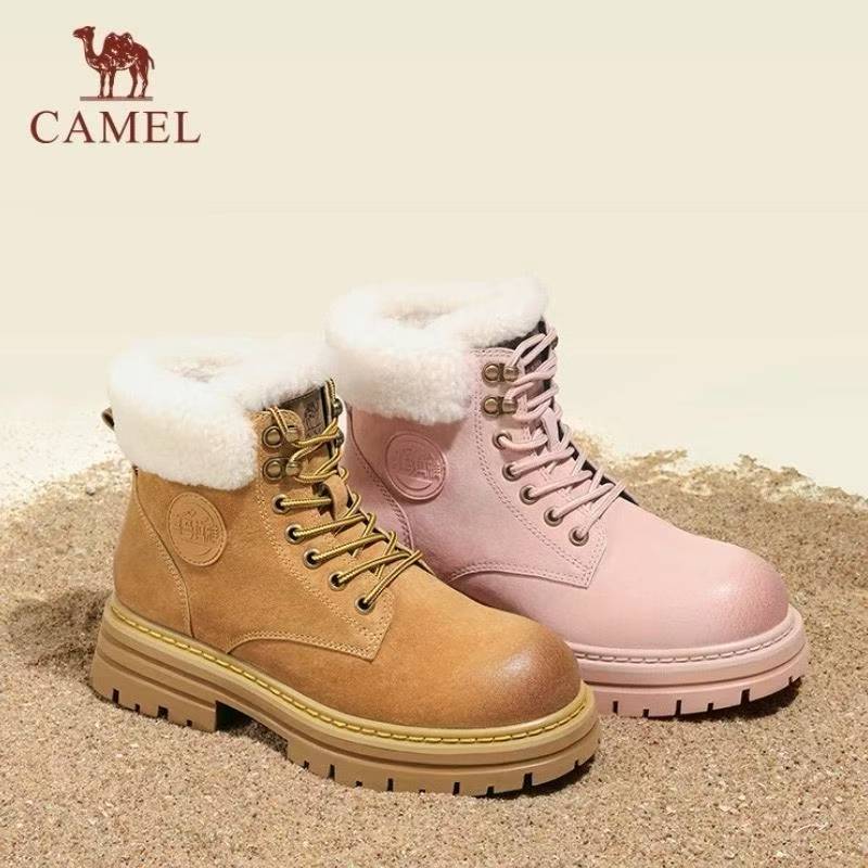 CAMEL骆驼马丁靴女款2025冬季新款毛毛鞋内增高棉鞋百搭保暖工装