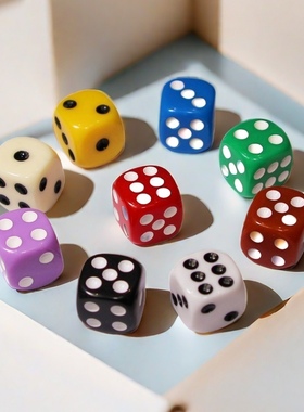 16mm圆角实色点数骰子彩色常规带点色子DICE彩色16号游戏棋子骰子