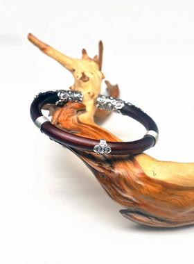 野生无节格桑花祥云鸡血藤手镯