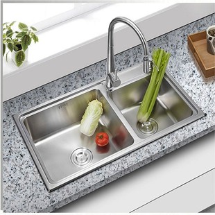 79x43厨房家用水槽双槽双盆不锈钢槽洗碗盆大 73x39 65x38 68x39