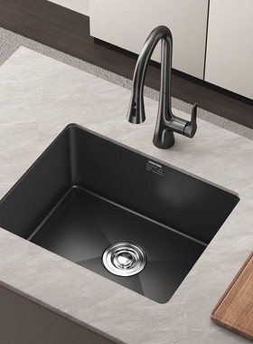 35x33 40x38 45x40黑色纳米不锈钢方形水槽单槽水池加水池加厚菜