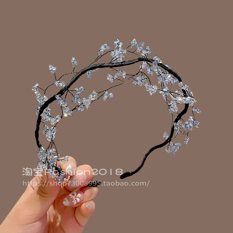 超仙网状水晶发箍洋气时尚发卡法式宽边重工头饰高颅顶减龄发饰品