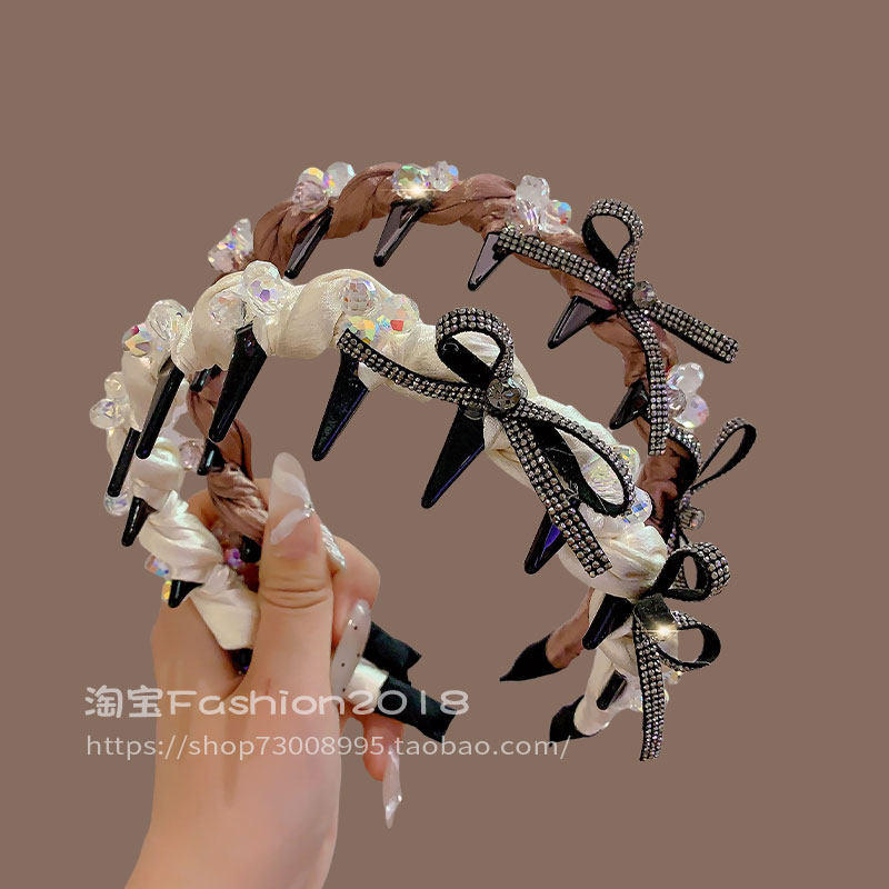 精致感女士高端发箍韩国高级感水晶钻手工绕线头箍压发发卡发饰