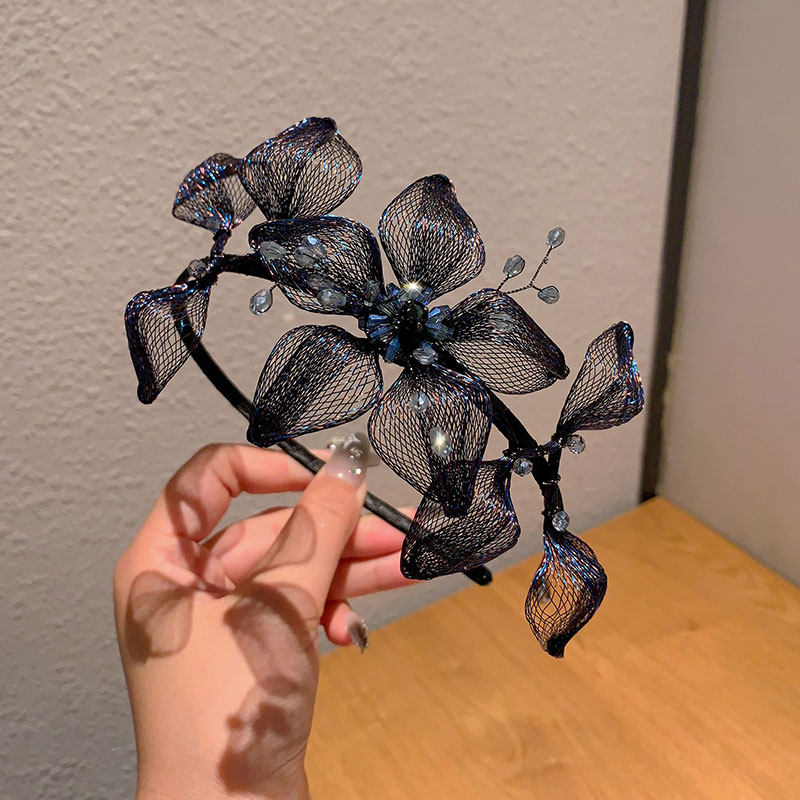 法式手工编织铜氨丝立体花朵超仙发箍轻奢名媛设计感头箍百搭发饰