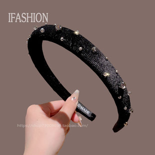 复古丝绒水钻发箍女2025新款 头箍秋冬日常外戴发饰 高颅顶洋气时尚