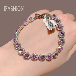 欧美锆石圆形闪钻重工手链个性设计高级感手环复古轻奢时尚手饰女