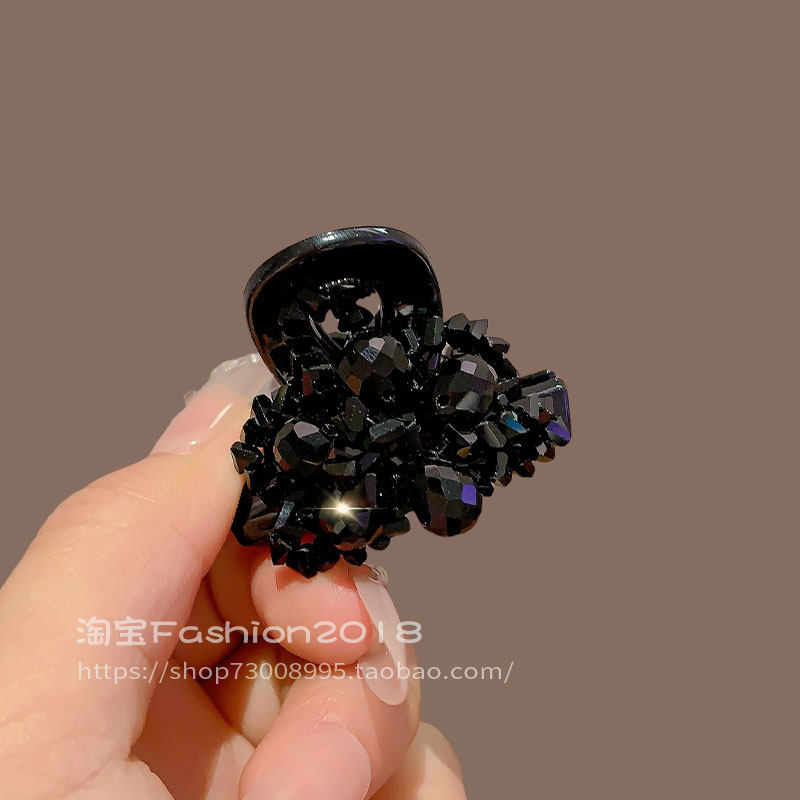 简约水晶珠小抓夹女网红时尚侧边刘海夹高级感碎发夹百搭半抓发饰