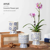 新中式 青花瓷陶瓷花盆蝴蝶兰专用盆室内装 饰瓷器绿植花卉高颜值盆