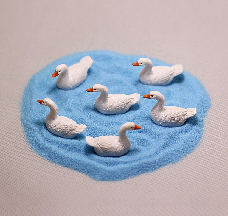 日本仿真鸭子食玩摆件 微缩场景动物模型 小白鸭 小丑鸭