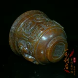 Антиквариат коллекция старая хлопковая чашка украшения Shuangya Dragon Beast Old Horn Cup Original Horiko Tiger Новые старые предметы