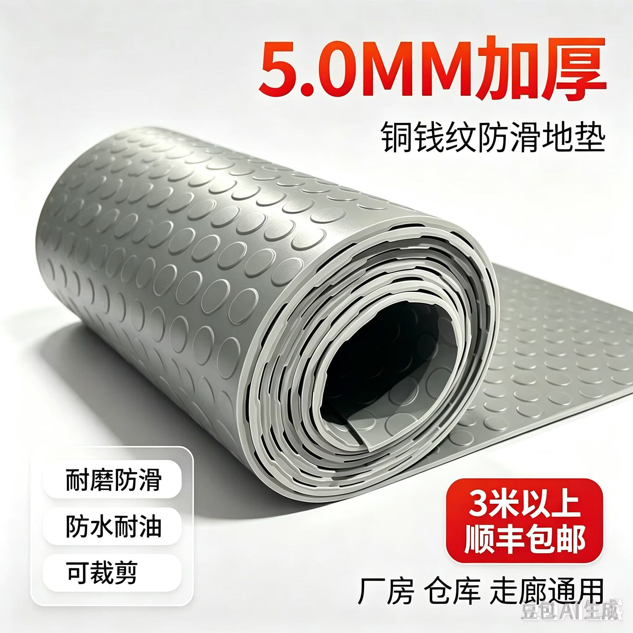 防滑pvc地垫防水橡胶塑料地毯阻燃耐磨地胶厨房浴室内外地板垫子