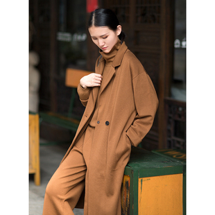 绵羊毛驼色长款 忘城M741座 新款 2021秋季 外套针织大衣女 秋色印象