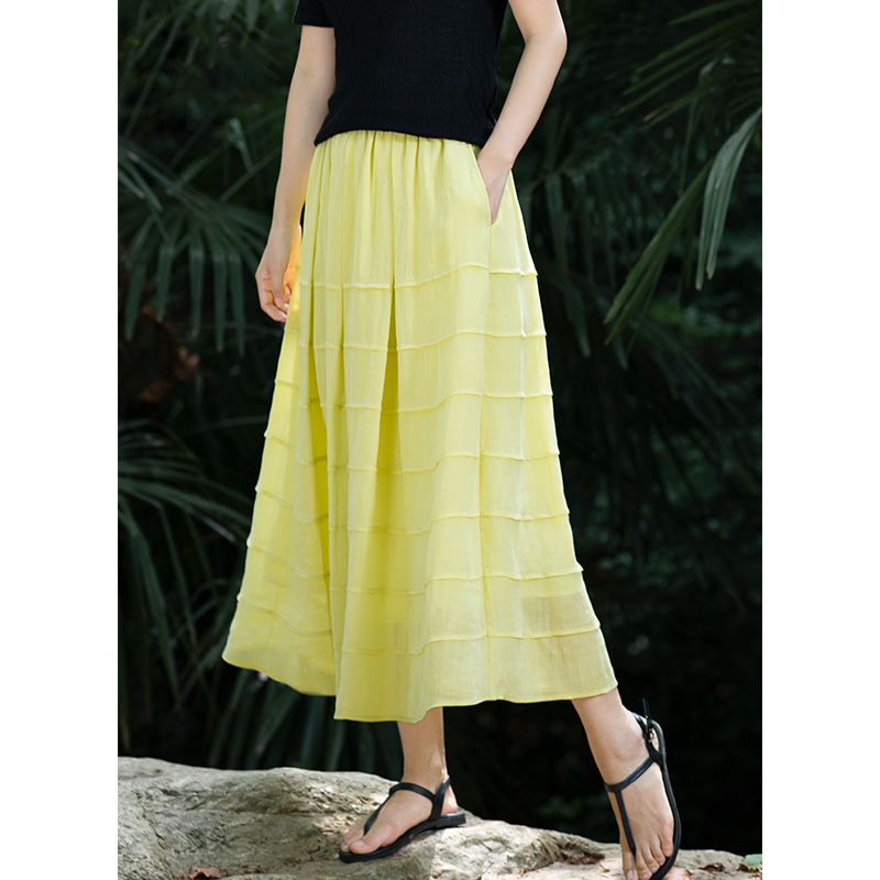 忘城中长款文艺复古半身裙