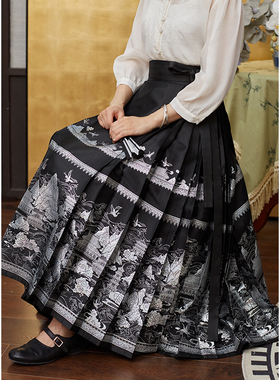 忘城H802座/云游仙鹤/24春夏100%聚酯纤维新中式国风汉服马面裙女