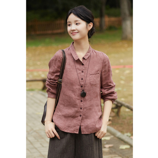 21支色织亚麻文艺减龄百搭衬衫 忘城A1041座 秋冬新款 乌木繁花