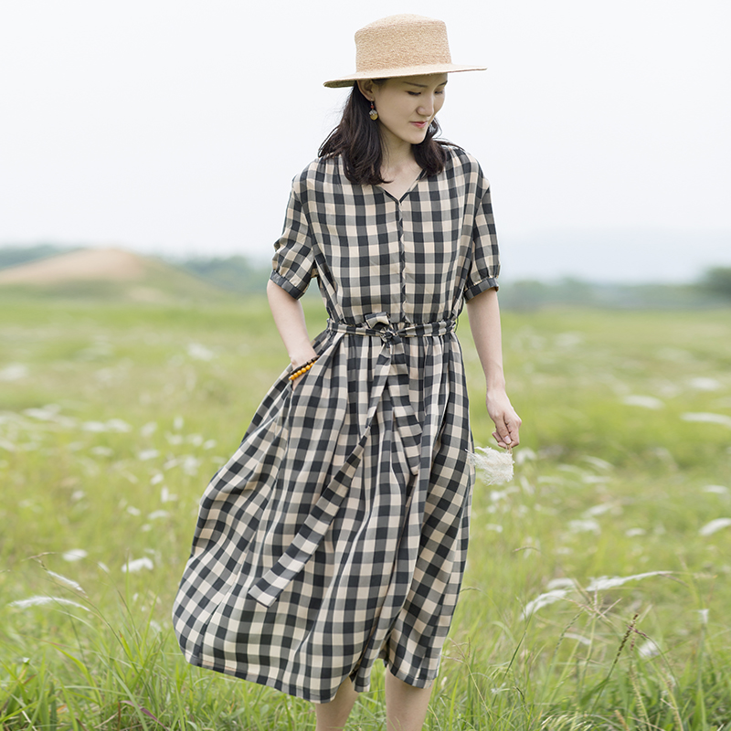 色织铜氨丝柔滑格纹文艺A版型