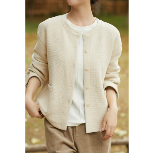 棉混纺空气层米色外套蓬松Q弹上衣女 秋冬新款 忘城H1325座 刚刚好