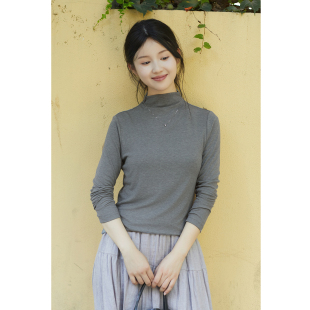 长袖 忘城T606座 醋酸羊毛灰色百搭中领打底衫 秋款 打底 被温暖宠爱